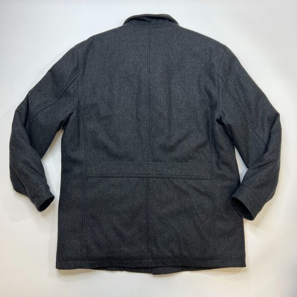 Michael Kors Peacoat Mens L Large Charcoal Wool Blend Button Up Utility Overcoat - Picture 9 of 11